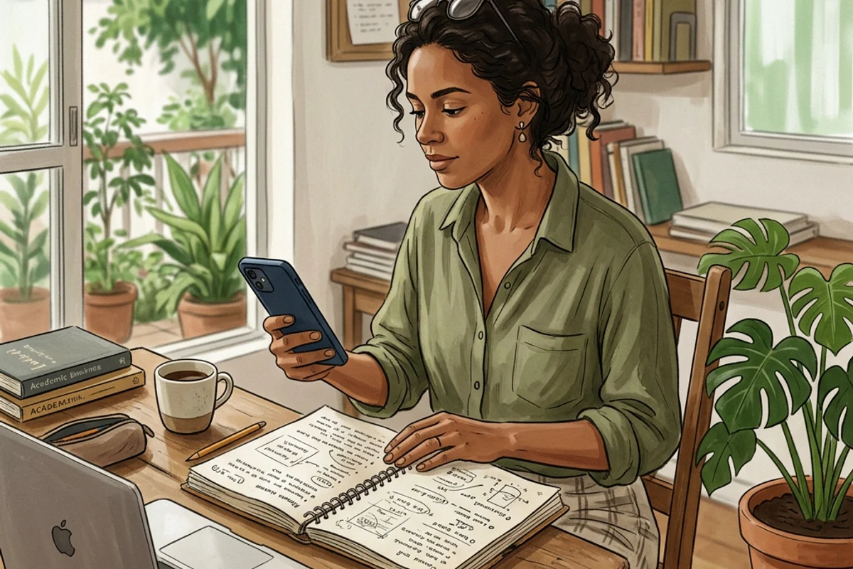 plataforma de análise de ações: ilustração de uma pessoa pesquisando empresas pelo celular.