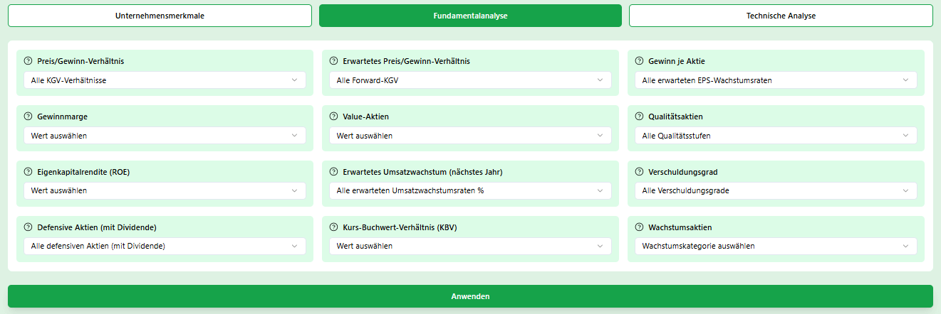 Aktienanalyse Tool – fundamentale Kennzahlen wie KGV und Dividendenrendite