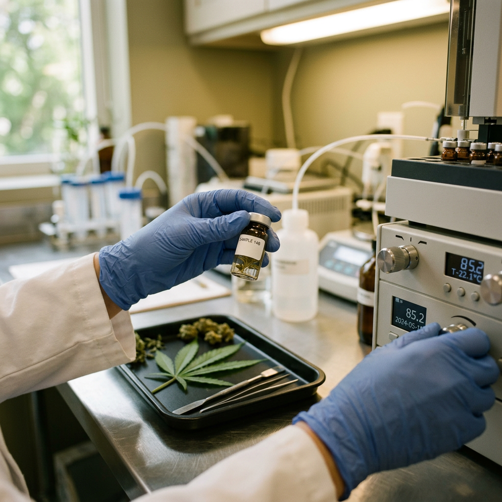 azioni cannabis usa controllo di qualità illustrativo in laboratorio
