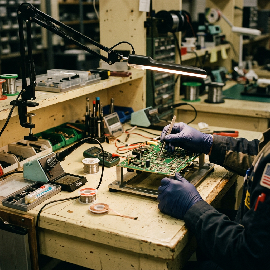 azioni difesa usa assemblaggio illustrativo di componenti elettronici
