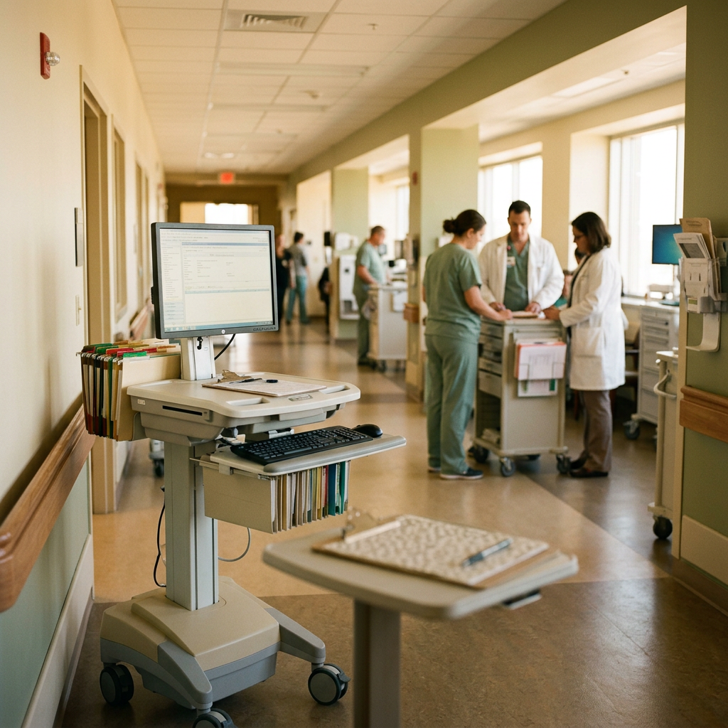 Ambiente sanitario illustrativo per la guida alle azioni healthcare USA